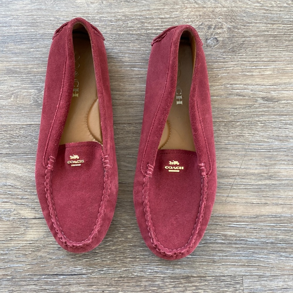 Coach maroon suede driving loafers size 8